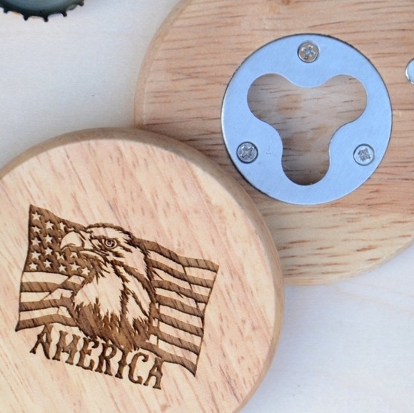 America & Jesus Gift Set * Laser Engraved Wood Keychain And Magnet Bottle Opener - Picture 6 of 7